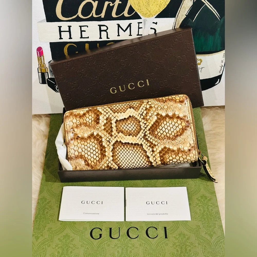 🔥 RARE GUCCI GG PYTHON LONG ZIP WALLET FULL INCLUSION